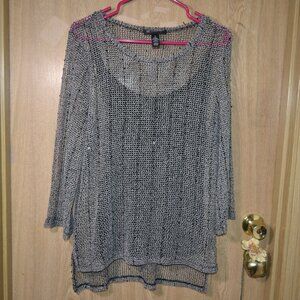 Inc International Concepts Sheer Metallic open‑knit Sequin 90's Y2K Style Top